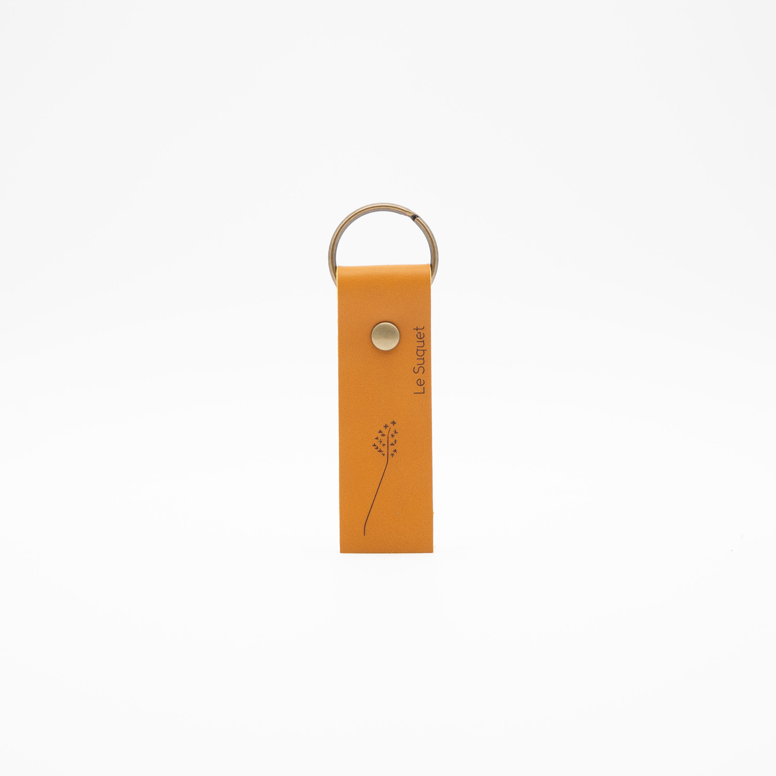 Porte-clés en cuir ocre